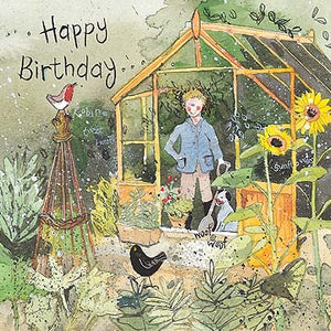 Green House Sunflower Birthday Card