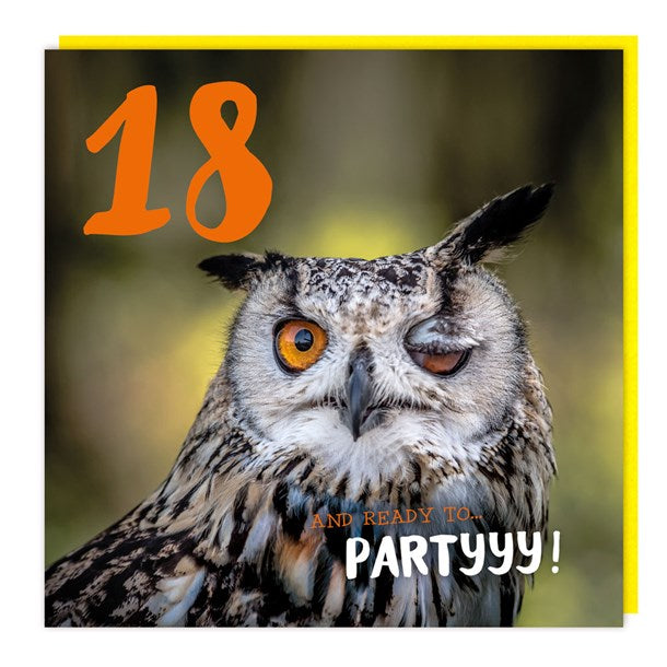 18th Owl Birthday Card