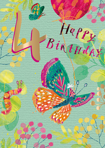 4th Butterfly Birthday Card