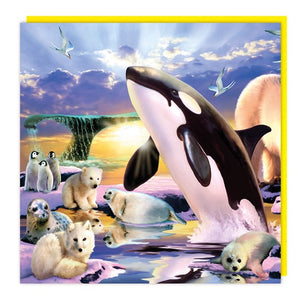 Whale/ Penguin/ Polar Bear Lenticular 3D Blank Card