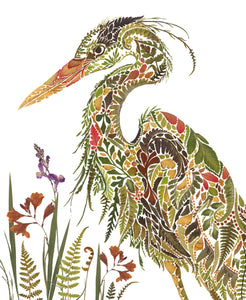 Heron & Flowers Card