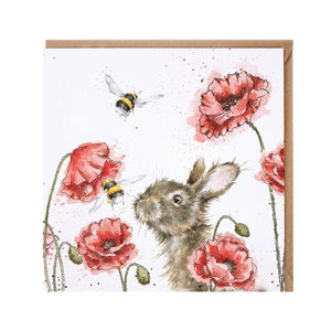 Rabbit, Poppy and Bee Blank Card by Wrendale Designs