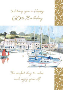 Boat and Harbour 60th Birthday Card