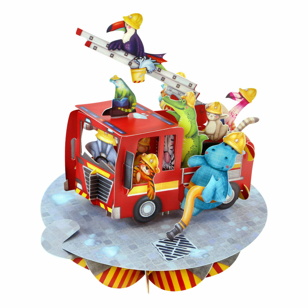 Animal Fire Engine Pirouette 3D Card