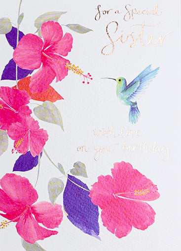 Sister Hummingbird Birthday Card