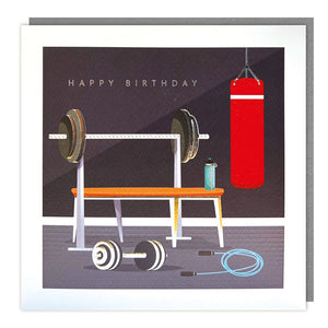 Gym, Weight Training, Punch Bag, Fitness Birthday Card