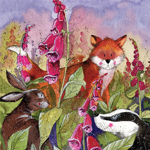 Fox, Rabbit and Badger Blank Card