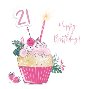 21st Cupcake Birthday Card