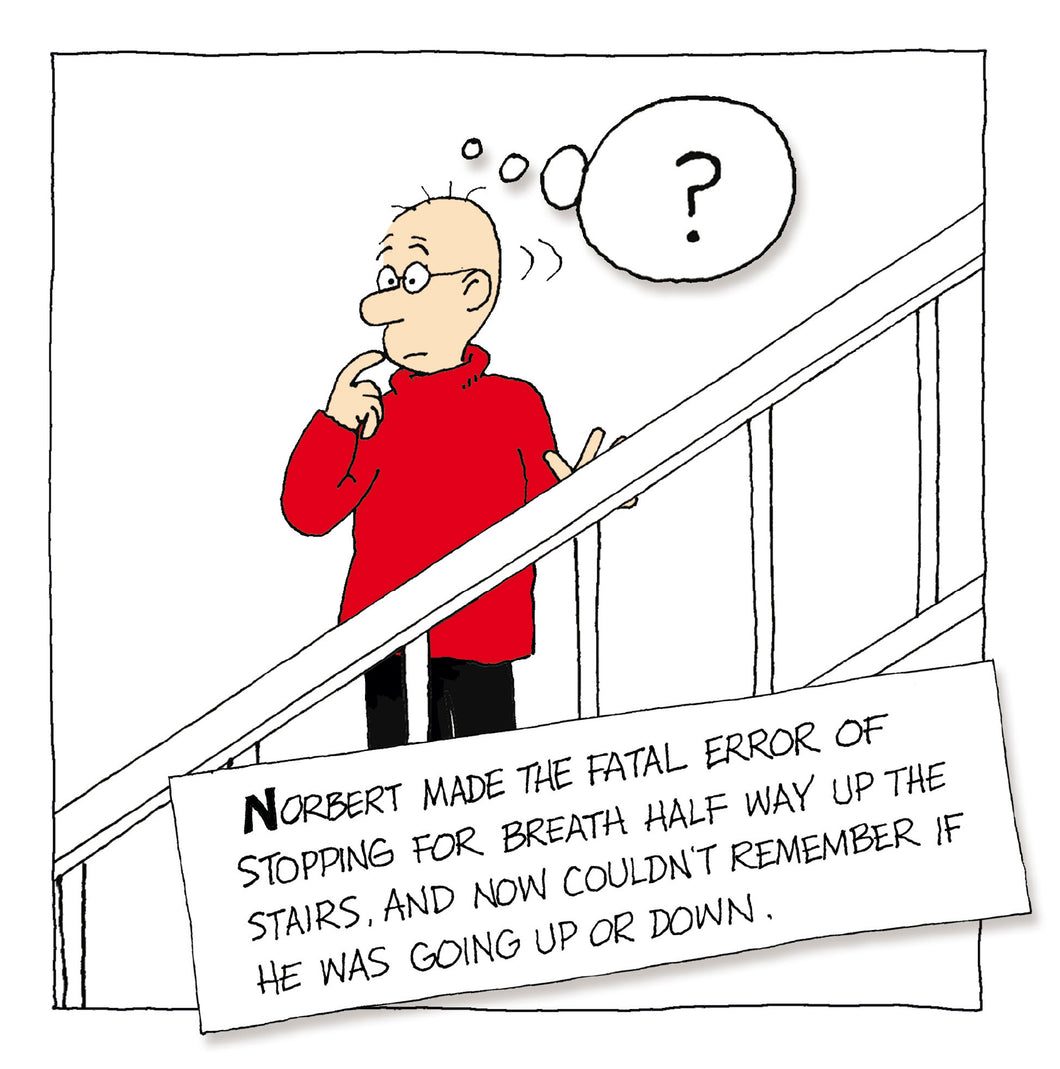 Norbert & Val Going Up Or Down ? Birthday Card