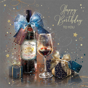 Vin Rouge, Chateau, Red Wine Birthday Card