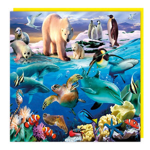 Tropical Sea Creatures & Artic Animals Lenticular 3D Blank Card