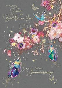 Butterflies & Flowers Lovely Sister and Brother-in-law on Our Anniversary Card