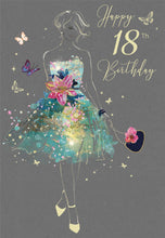 Load image into Gallery viewer, 18th Birthday Card, Pretty Dress &amp; Butterflies
