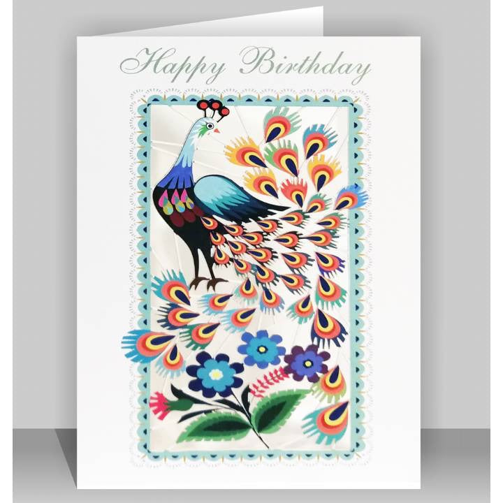 Peacock Laser Cut Birthday Card