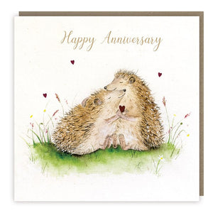 Hedgehogs Hugging Anniversary Card