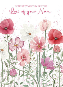 Pink Flowers Loss of Your Nan Sympathy Card