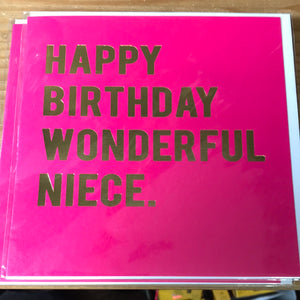 Wonderful Niece Birthday Card