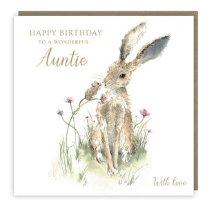 Auntie Hare & Mouse Birthday Card