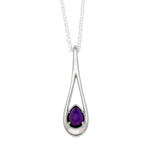 Cornish Tin Collection Teardrop Amethyst Necklace