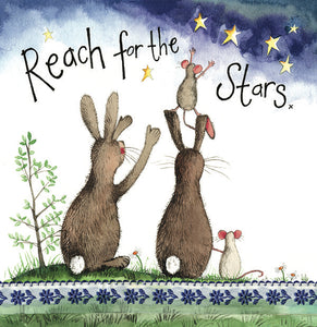 Reach For The Stars Rabbit And Mouse Blank Card