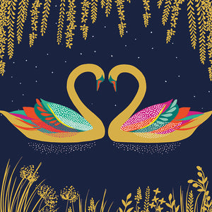 Swan Heart Blank Card by Sara Miller