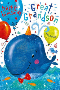 Great Grandson Whale Birthday Card