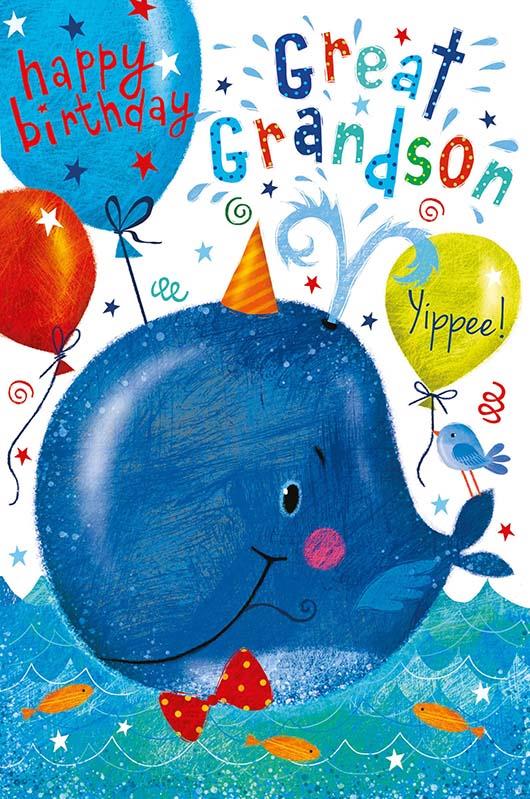 Great Grandson Whale Birthday Card