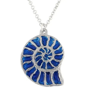 Ammonite Pendant Reversible With Blue Enamel