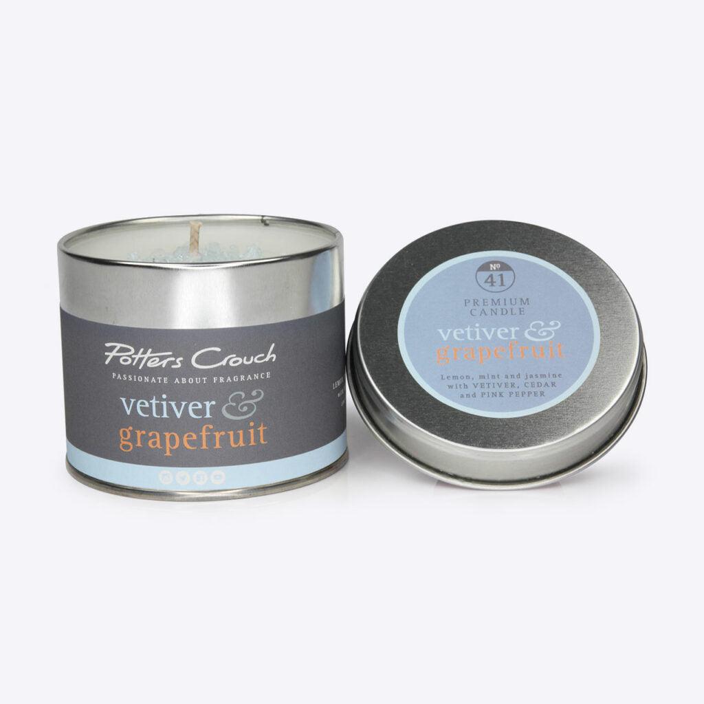 Vetiver & Grapefruit Scented Candle in a Tin