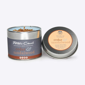 Cedar & Sandalwood Scented Candle in a Tin